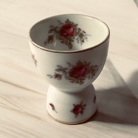 Vintage Lefton Hand Painted China Egg Coddler Cup Floral Porcelain - Picture 6 of 6